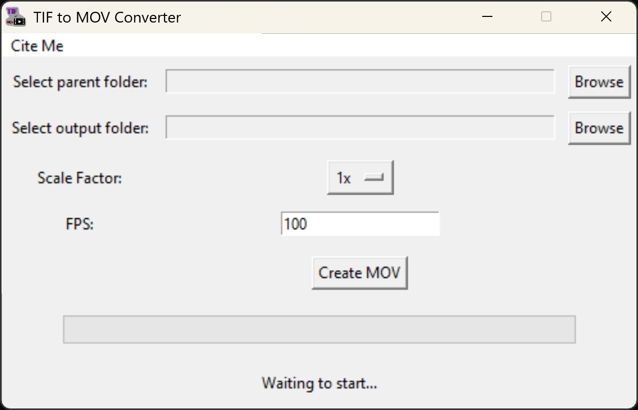 Main window of the TIF TO MOV Converter software